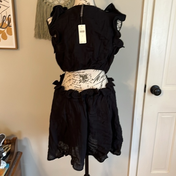 Anthropologie Sleeveless Ruffled Cutout Mini Dress Black - Picture 7 of 8
